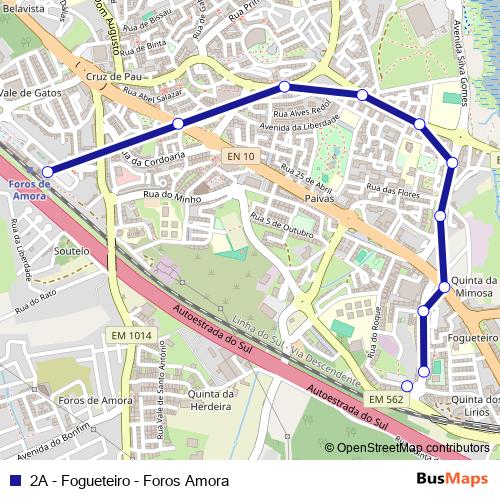 2A - Fogueteiro - Foros Amora bus Line Map