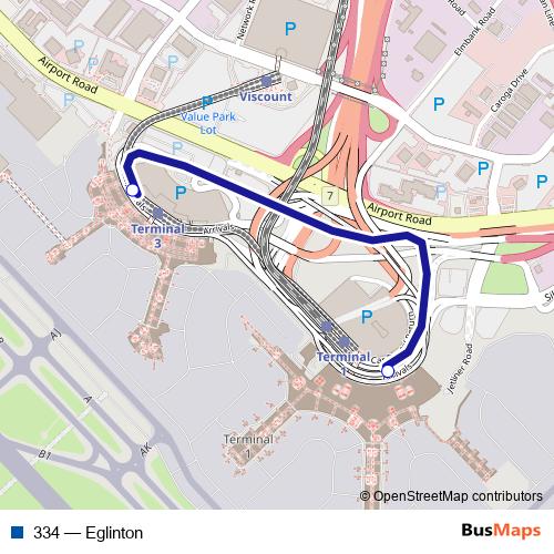 334 bus Line Map