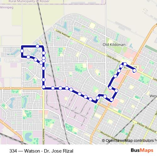 334 bus Line Map