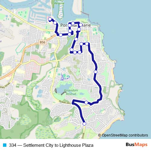 334 bus Line Map