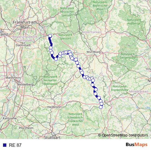 RE 87 rail Line Map