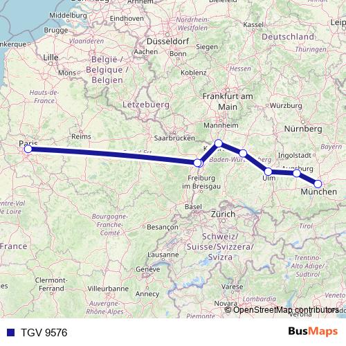 TGV 9576 rail Line Map