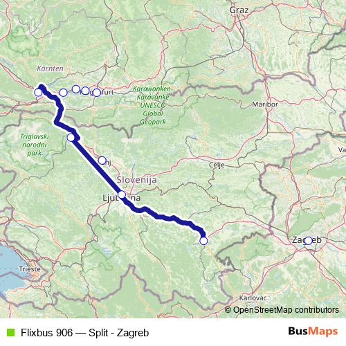 Flixbus 906 bus Line Map