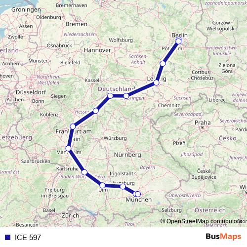 ICE 597 rail Line Map