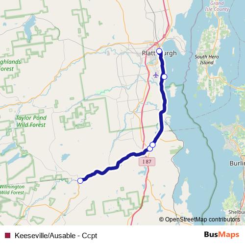 Keeseville/Ausable - Ccpt bus Line Map