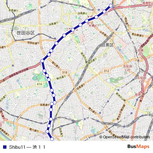 Shibu11 bus Line Map