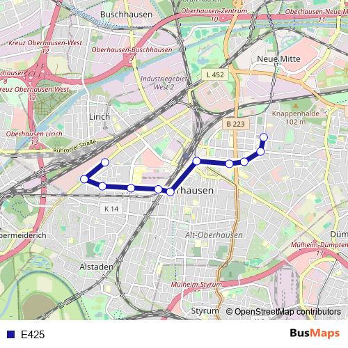 E425 bus Line Map