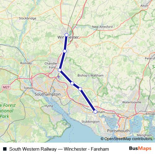 South Western Railway bus Line Map