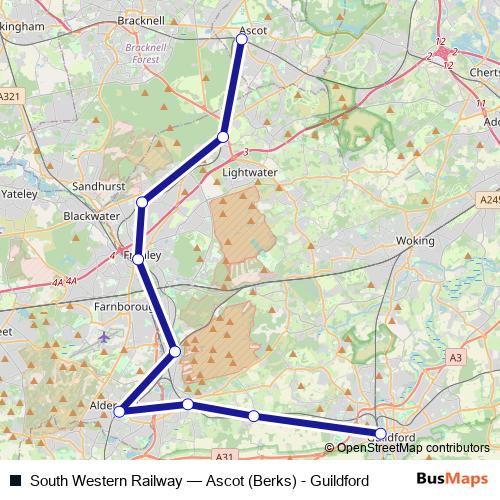 South Western Railway bus Line Map
