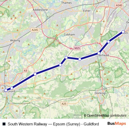 South Western Railway bus Line Map