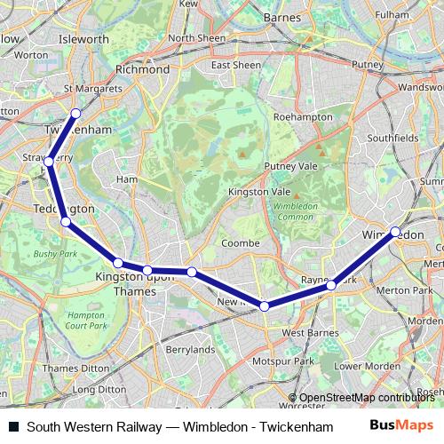 South Western Railway bus Line Map