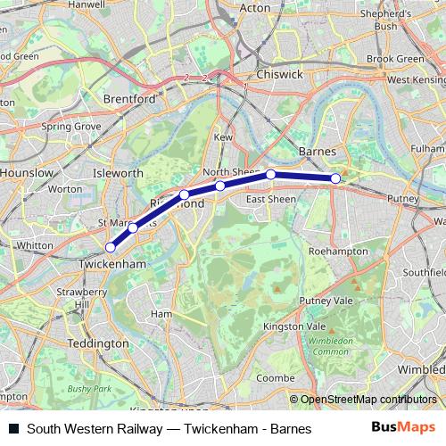 South Western Railway bus Line Map