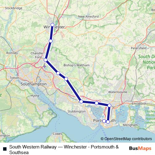 South Western Railway bus Line Map