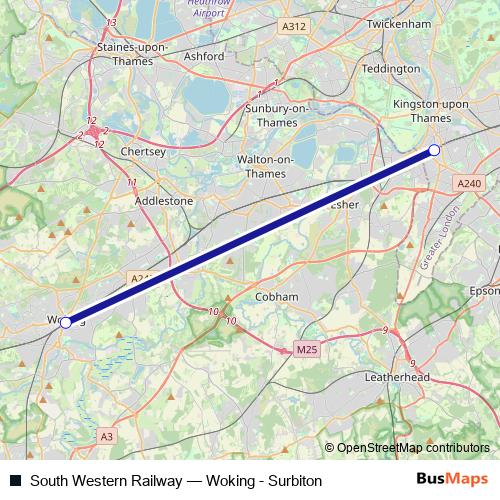 South Western Railway bus Line Map