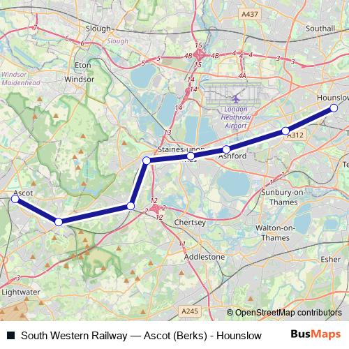 South Western Railway bus Line Map