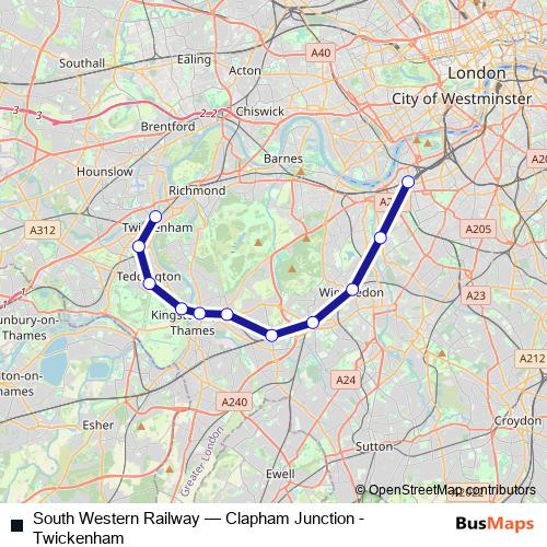 South Western Railway bus Line Map