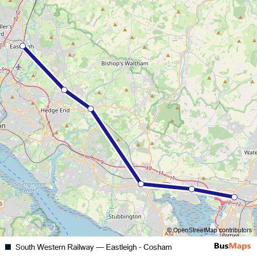 South Western Railway bus Line Map