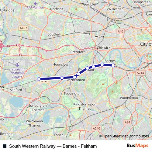 South Western Railway bus Line Map
