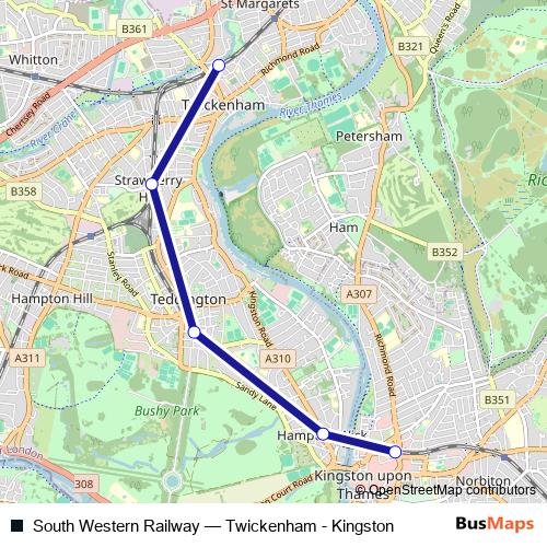 South Western Railway bus Line Map