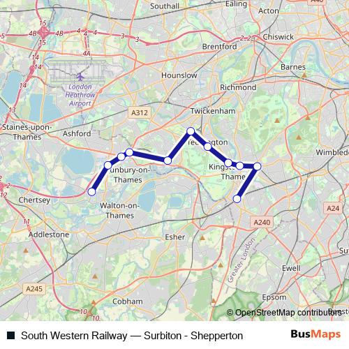 South Western Railway bus Line Map