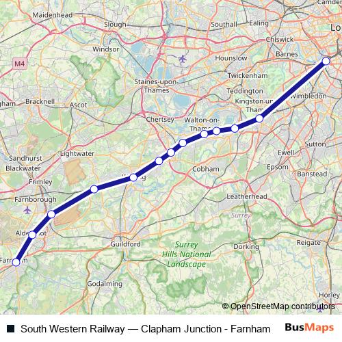 South Western Railway bus Line Map