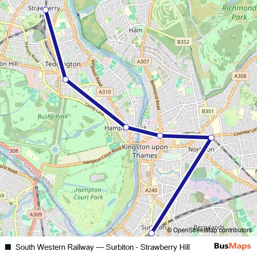 South Western Railway bus Line Map