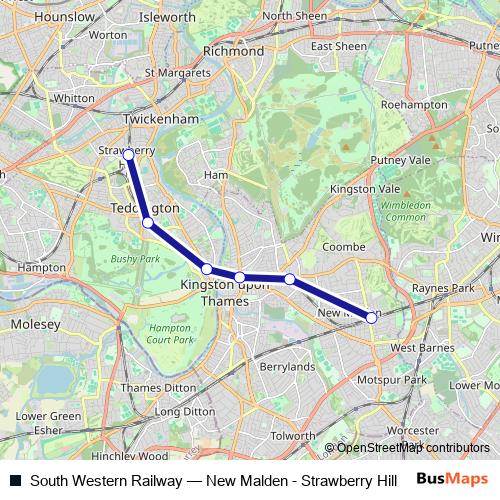 South Western Railway bus Line Map