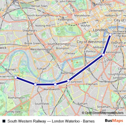 South Western Railway bus Line Map