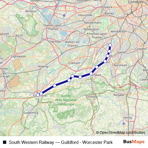 South Western Railway bus Line Map