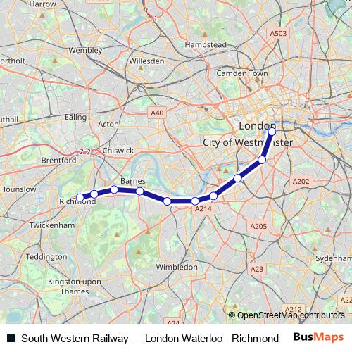 South Western Railway bus Line Map