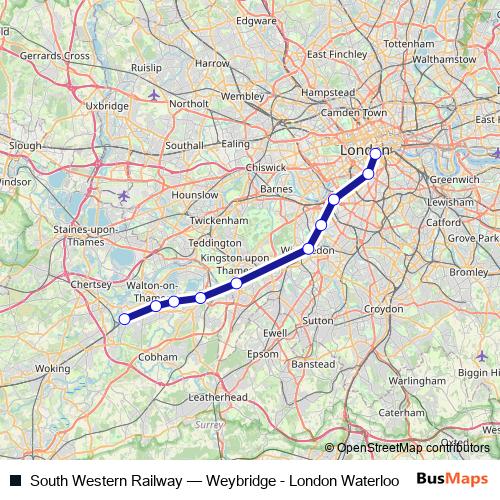 South Western Railway bus Line Map