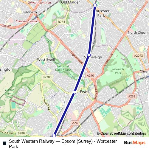 South Western Railway bus Line Map