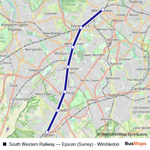 South Western Railway bus Line Map