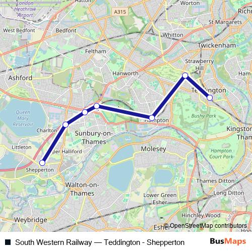 South Western Railway bus Line Map