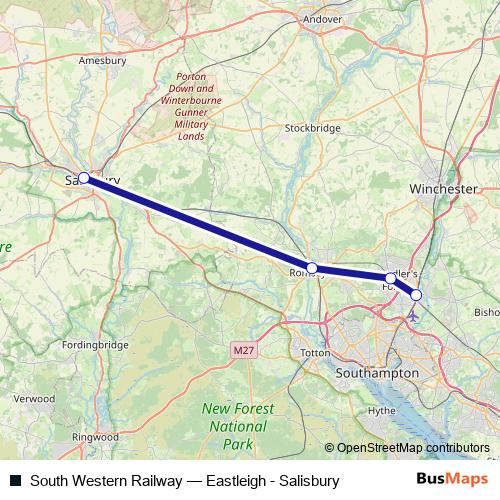 South Western Railway bus Line Map