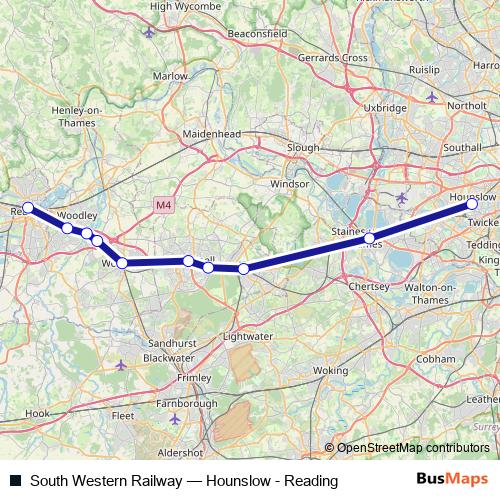 South Western Railway bus Line Map