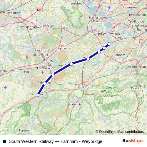South Western Railway bus Line Map