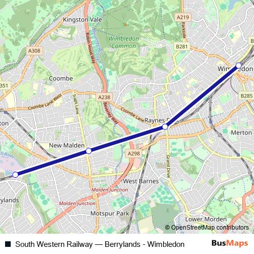 South Western Railway bus Line Map