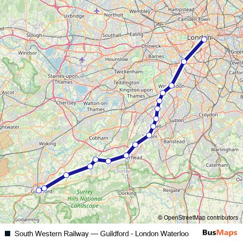 South Western Railway bus Line Map