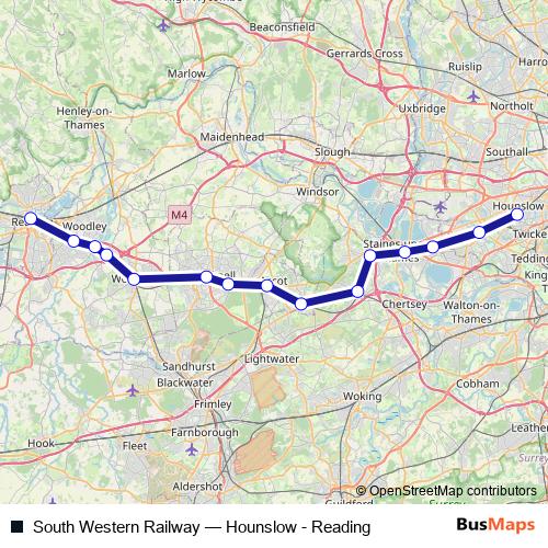 South Western Railway bus Line Map