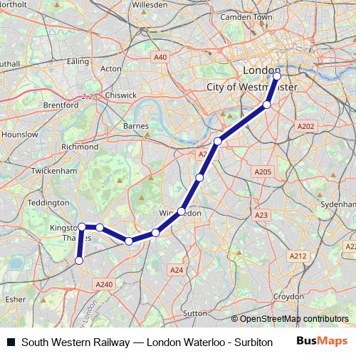 South Western Railway bus Line Map