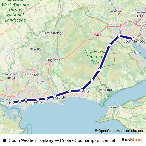South Western Railway bus Line Map