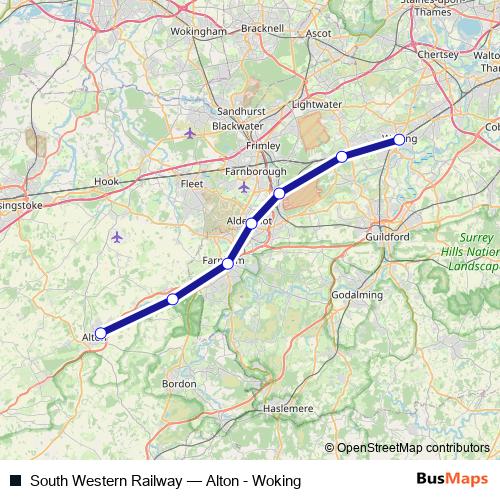 South Western Railway bus Line Map