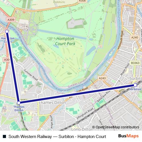 South Western Railway bus Line Map