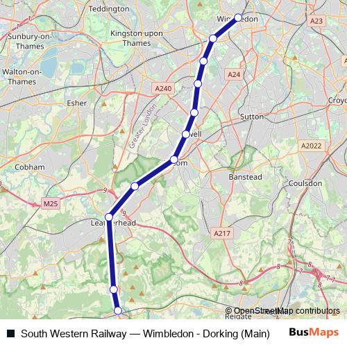 South Western Railway bus Line Map