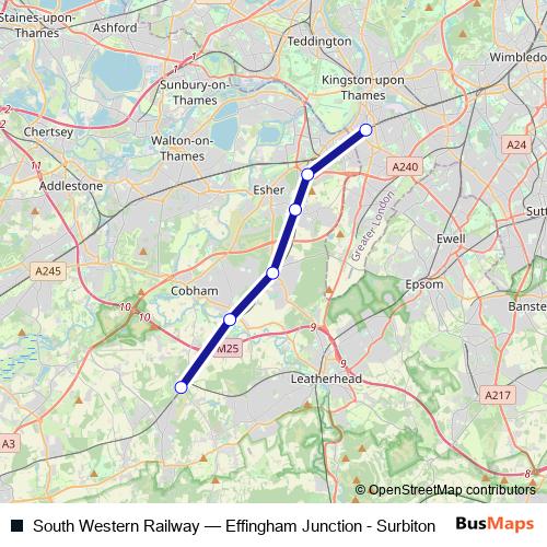 South Western Railway bus Line Map