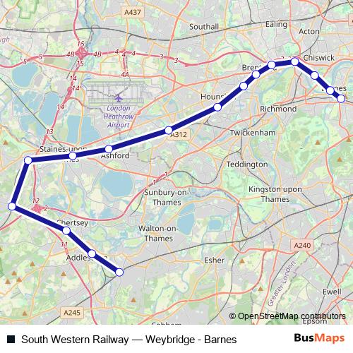 South Western Railway bus Line Map
