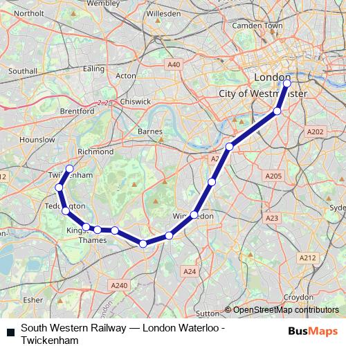 South Western Railway bus Line Map
