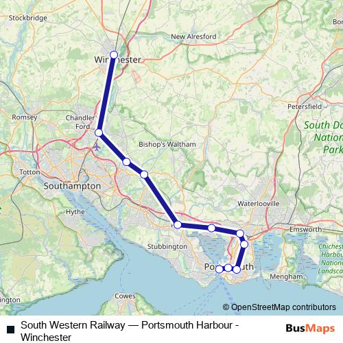 South Western Railway bus Line Map