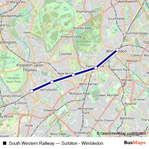 South Western Railway bus Line Map